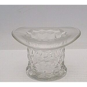 Fenton & Fostoria Diamond & Daisy & Button Top Hat Figurine‎ Trinket Bowls